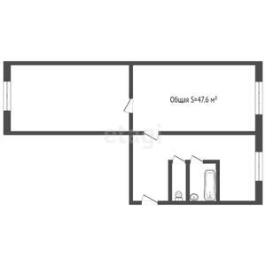 2-к квартира, вторичка, 47м2, 1/5 этаж