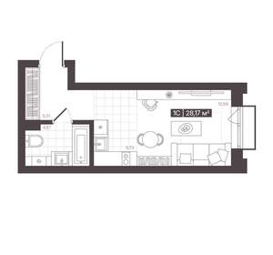 1-к квартира, вторичка, 28м2, 9/16 этаж