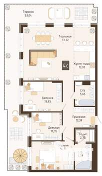 3-к квартира, вторичка, 114м2, 2/7 этаж