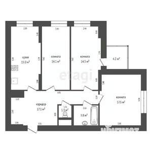 3-к квартира, вторичка, 84м2, 6/16 этаж