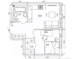 1-к квартира, вторичка, 39м2, 5/15 этаж