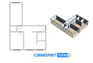 3-к квартира, вторичка, 62м2, 1/5 этаж