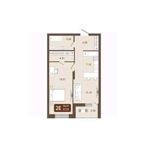2-к квартира, вторичка, 56м2, 18/20 этаж