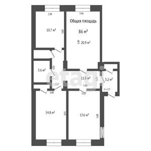 2-к квартира, вторичка, 68м2, 2/4 этаж