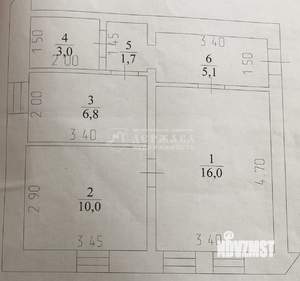 2-к квартира, вторичка, 43м2, 2/2 этаж