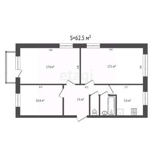 3-к квартира, вторичка, 63м2, 4/5 этаж