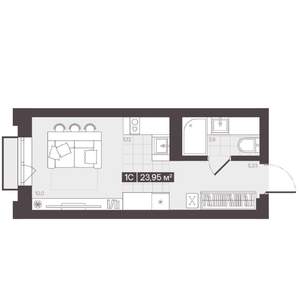 1-к квартира, вторичка, 24м2, 6/16 этаж