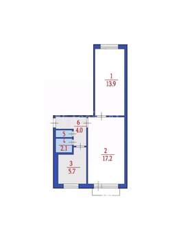 2-к квартира, вторичка, 45м2, 3/5 этаж