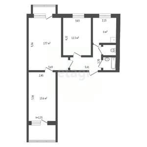 3-к квартира, вторичка, 60м2, 3/9 этаж