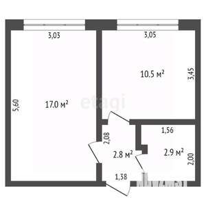 1-к квартира, вторичка, 33м2, 2/9 этаж
