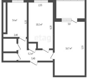 2-к квартира, вторичка, 43м2, 2/9 этаж