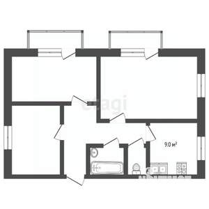 3-к квартира, вторичка, 74м2, 4/4 этаж