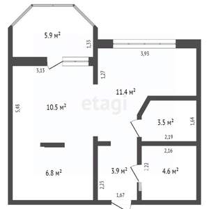 2-к квартира, вторичка, 47м2, 3/16 этаж
