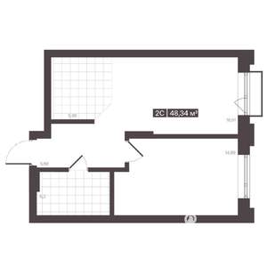 2-к квартира, строящийся дом, 48м2, 3/16 этаж