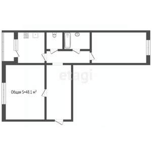 2-к квартира, вторичка, 48м2, 5/5 этаж