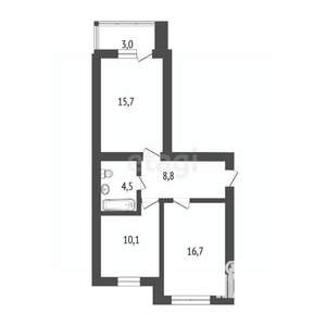 2-к квартира, вторичка, 56м2, 4/12 этаж