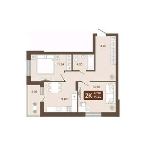 2-к квартира, вторичка, 58м2, 14/20 этаж
