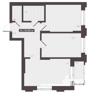 2-к квартира, строящийся дом, 64м2, 3/16 этаж