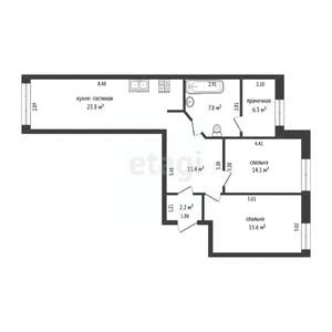 3-к квартира, вторичка, 81м2, 4/5 этаж