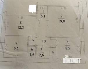 3-к квартира, вторичка, 65м2, 1/9 этаж