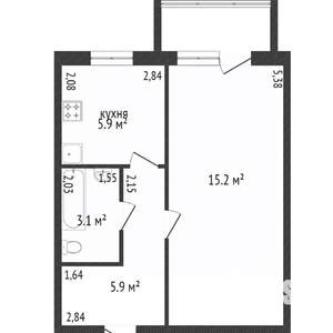 1-к квартира, вторичка, 29м2, 1/3 этаж