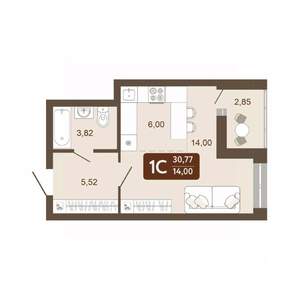 Студия квартира, вторичка, 31м2, 9/20 этаж
