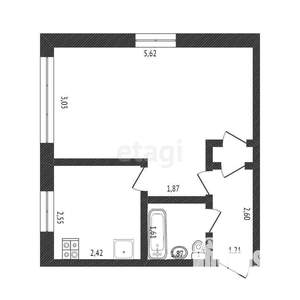 1-к квартира, вторичка, 30м2, 1/5 этаж