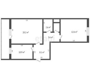 2-к квартира, вторичка, 60м2, 2/10 этаж