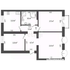 3-к квартира, вторичка, 82м2, 5/5 этаж