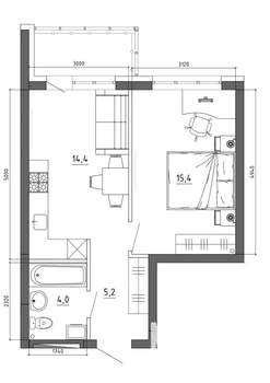 2-к квартира, вторичка, 44м2, 11/15 этаж