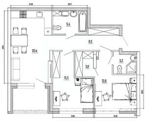 3-к квартира, вторичка, 74м2, 6/8 этаж