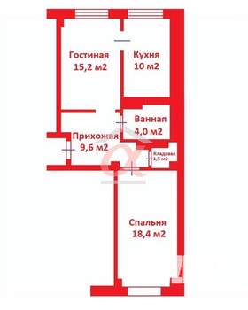 2-к квартира, вторичка, 59м2, 3/16 этаж