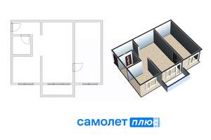 2-к квартира, вторичка, 45м2, 2/2 этаж