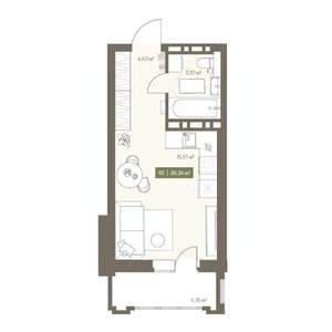 Студия квартира, вторичка, 26м2, 12/16 этаж