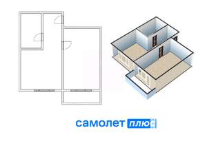2-к квартира, вторичка, 35м2, 1/5 этаж