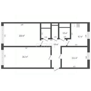 3-к квартира, вторичка, 90м2, 2/6 этаж