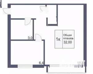 1-к квартира, вторичка, 32м2, 2/5 этаж