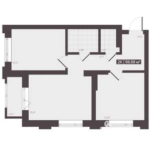 2-к квартира, вторичка, 57м2, 13/16 этаж