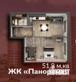 2-к квартира, вторичка, 52м2, 8/17 этаж
