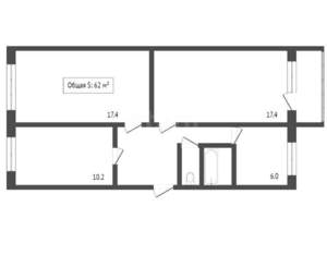3-к квартира, вторичка, 62м2, 5/5 этаж