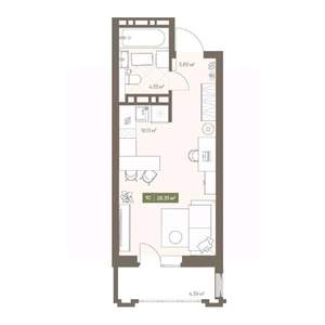 Студия квартира, вторичка, 28м2, 13/16 этаж