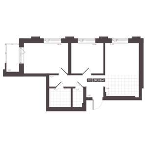 3-к квартира, строящийся дом, 61м2, 4/16 этаж