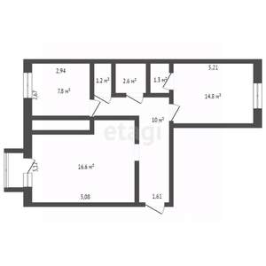 2-к квартира, вторичка, 58м2, 4/4 этаж