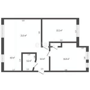 3-к квартира, вторичка, 67м2, 1/4 этаж