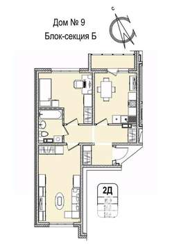 2-к квартира, строящийся дом, 58м2, 12/16 этаж