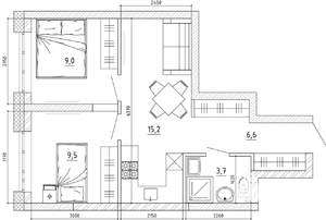Студия квартира, вторичка, 41м2, 9/15 этаж