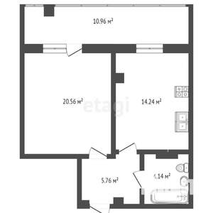 1-к квартира, вторичка, 45м2, 3/12 этаж