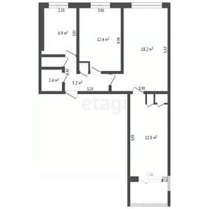 3-к квартира, вторичка, 60м2, 1/9 этаж