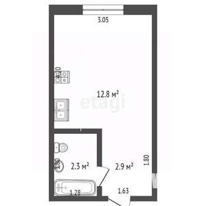 1-к квартира, вторичка, 18м2, 6/9 этаж
