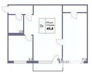 2-к квартира, вторичка, 41м2, 2/5 этаж